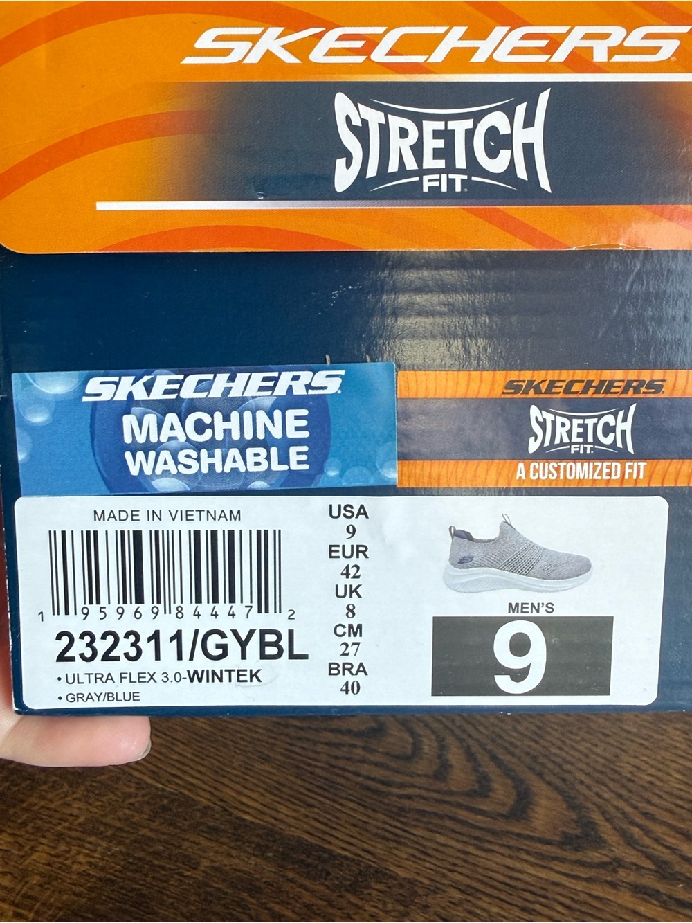 Skechers Ultra Flex 3.0 Wintek Men’s 9 Gray Blue Slip-On Sneakers - Picture 8 of 9